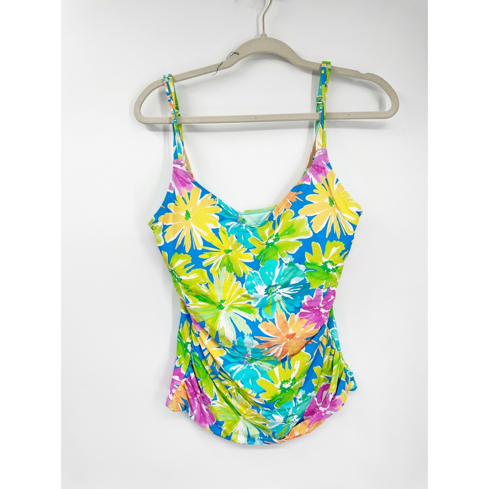 Bleu Rod Beattie Tankini Top Size 12 Multi Color Floral Spring It On - Picture 2 of 5